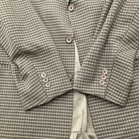 Bachrach Blazer Men 42L‎ Beige Gray Check Woven Classic Jacket Wool Canada VTG - Picture 3 of 15
